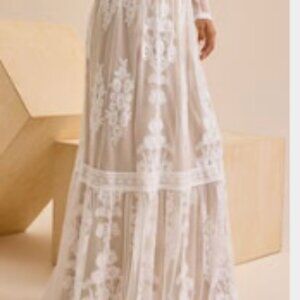 Altar'd State Arissa Floral Embroidered Maxi Skirt Size M Boho Engagement Vacay